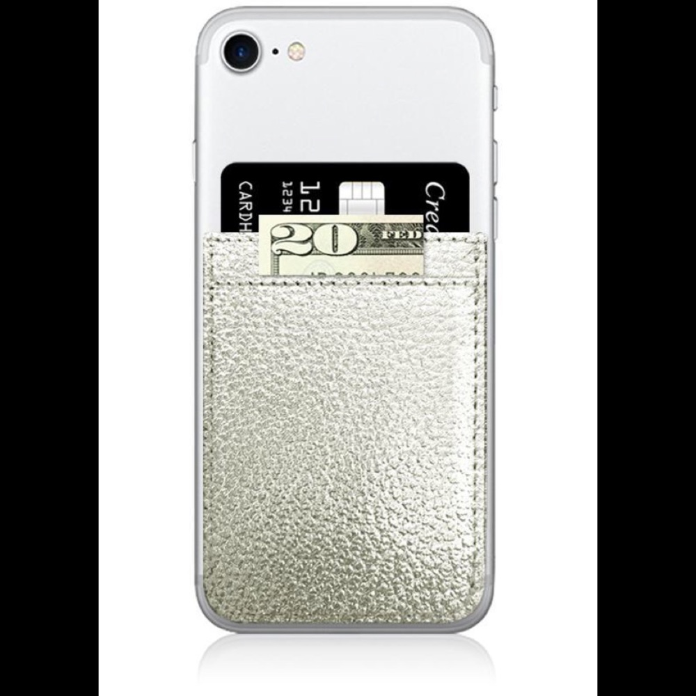 Silver Metallic Repositionable Cell Phone Pocket